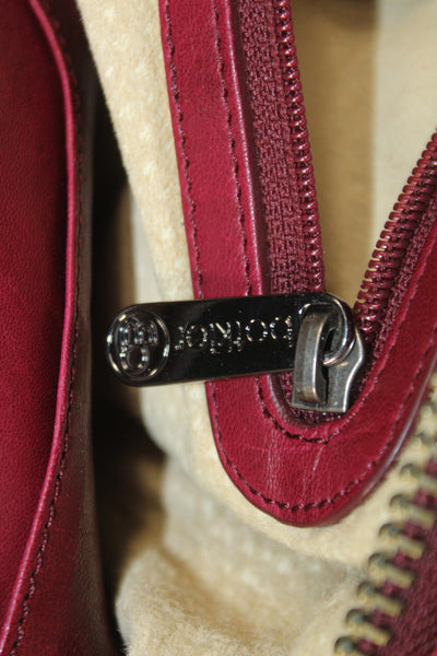 Botkier Womens Leather Multi Pocket Zipper Top Handle Handbag Red