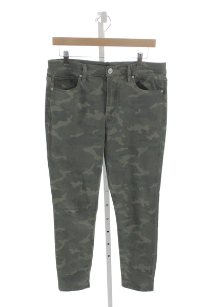 Hudson Womens Skinny High Rise Green Camo Jeans Cotton Size 32