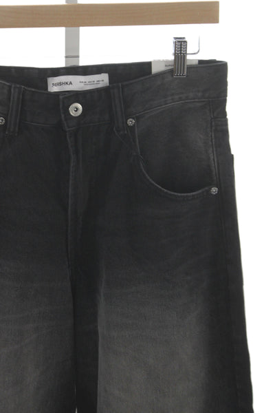 Bershka Mens Wide Leg High Rise Black Cotton Jeans Size 30