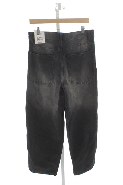 Bershka Mens Wide Leg High Rise Black Cotton Jeans Size 30