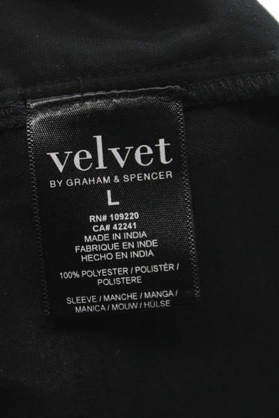 Velvet by Graham & Spencer Women Black V-Neck Short Sleeve Blouse Size L
