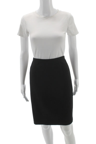 Tahari Women Straight Pencil Mini Skirt Black Polyester Zip Size 10