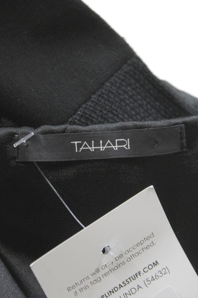 Tahari Women Straight Pencil Mini Skirt Black Polyester Zip Size 10