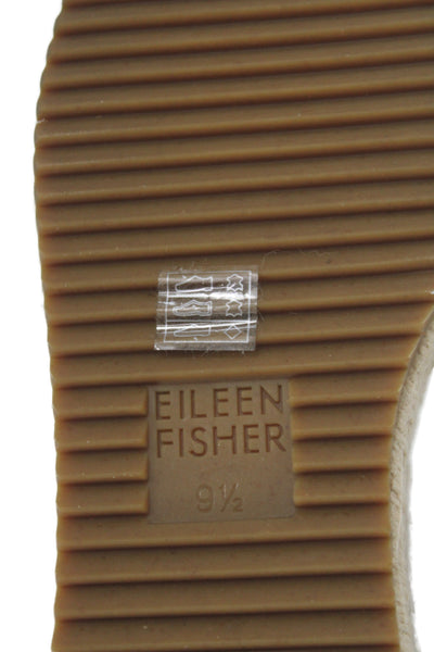 Eileen Fisher Womens Leather Espadrille Wedge Sandals Shoes Light Gray Size 9.5