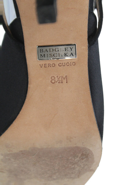 Badgley Mischka Womens Crystal Detail Open Toe Heels Shoes Black Size 8.5M
