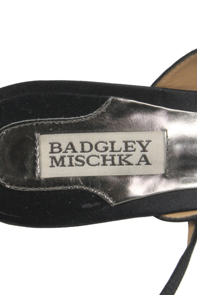 Badgley Mischka Womens Crystal Detail Open Toe Heels Shoes Black Size 8.5M