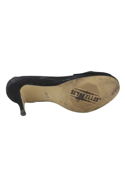 Seychelles Womens Bow Detail Suede High Heels Pump Shoes Black Size 8.5