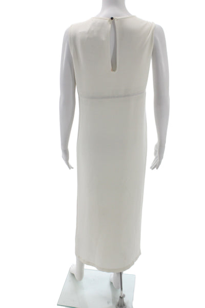 Belle Badgley Mischka Womens Maxi Dress Ivory Crew Neck Sleeveless Size S