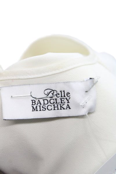Belle Badgley Mischka Womens Maxi Dress Ivory Crew Neck Sleeveless Size S