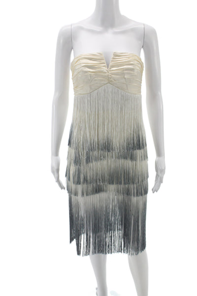 Badgley Mischka Womens Ivory Satin Sweetheart Sheath Dress Sleeveless Size 4