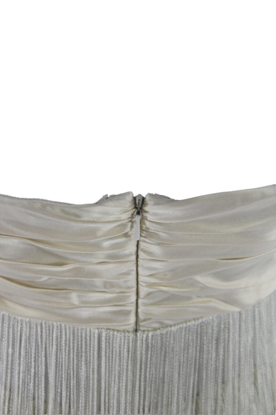 Badgley Mischka Womens Ivory Satin Sweetheart Sheath Dress Sleeveless Size 4