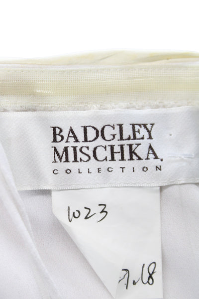 Badgley Mischka Womens Ivory Satin Sweetheart Sheath Dress Sleeveless Size 4