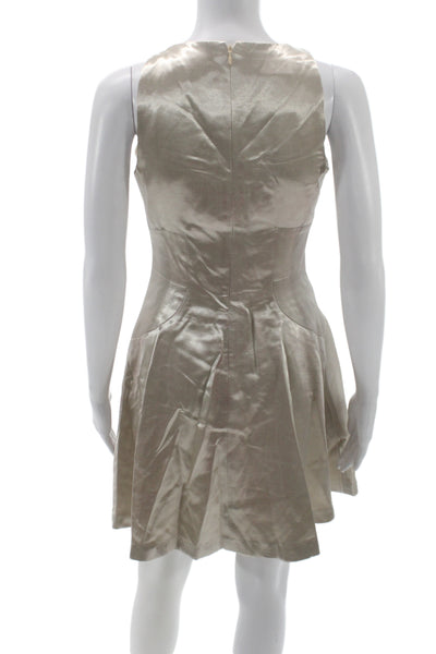 Belle Badgley Mischka Women Fit & Flare Satin Cocktail Dress Gold Size 4