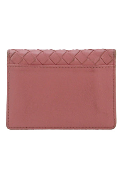 Bottega Veneta Womens Intrecciato Button Closure Mini Wallet Pink