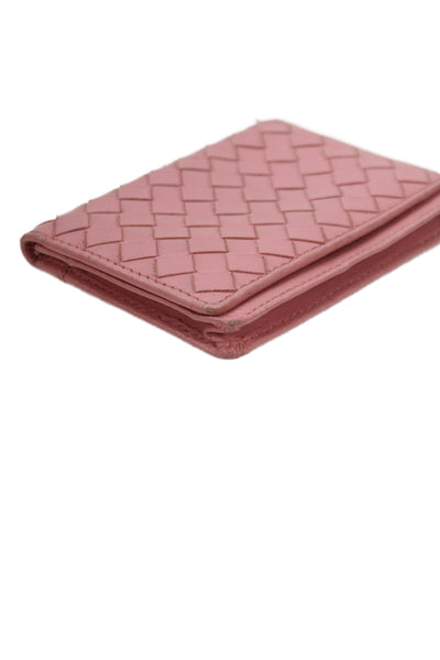 Bottega Veneta Womens Intrecciato Button Closure Mini Wallet Pink