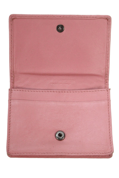 Bottega Veneta Womens Intrecciato Button Closure Mini Wallet Pink