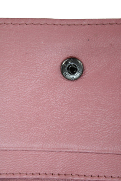 Bottega Veneta Womens Intrecciato Button Closure Mini Wallet Pink