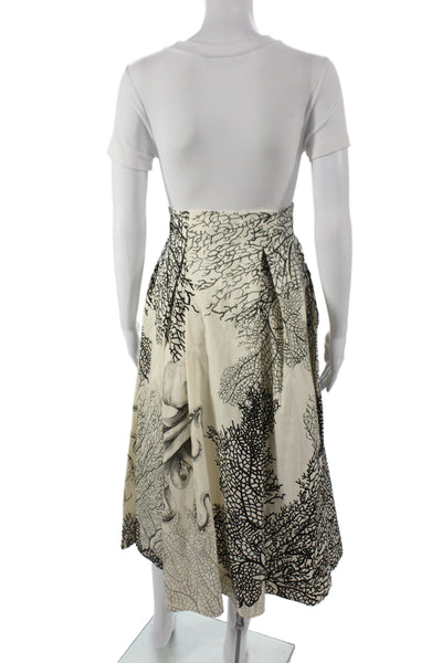 Christian Dior Women A-Line Ivory Cotton Midi Skirt Abstract Size 4