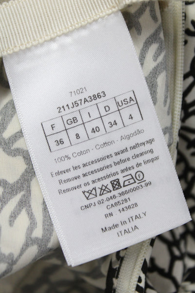 Christian Dior Women A-Line Ivory Cotton Midi Skirt Abstract Size 4