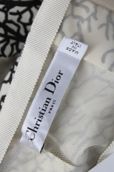 Christian Dior Women A-Line Ivory Cotton Midi Skirt Abstract Size 4