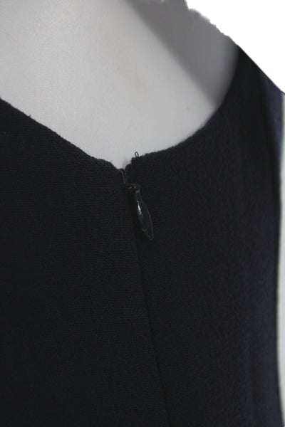 Akris Womens Fit & Flare Dress Black Wool V Neck Sleeveless Midi Zip Size 6