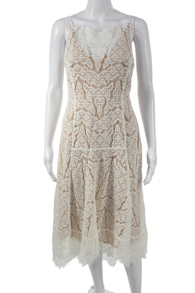 Veronica Beard Women Sheath Dress Beige Sleeveless Square Neck Size 2