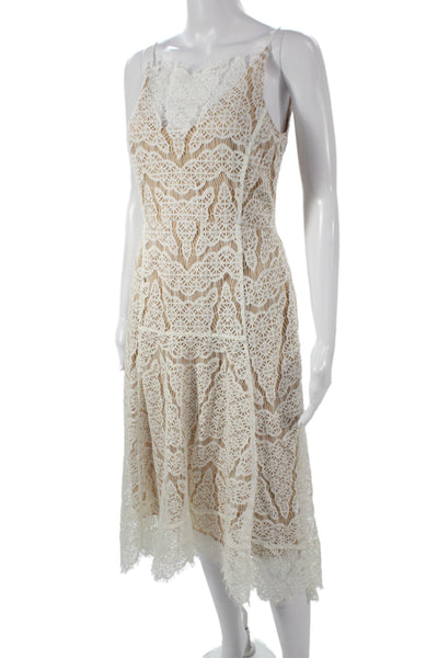 Veronica Beard Women Sheath Dress Beige Sleeveless Square Neck Size 2