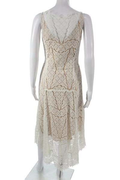 Veronica Beard Women Sheath Dress Beige Sleeveless Square Neck Size 2