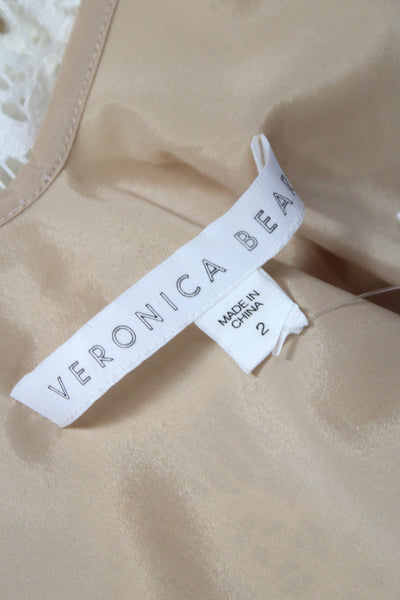 Veronica Beard Women Sheath Dress Beige Sleeveless Square Neck Size 2