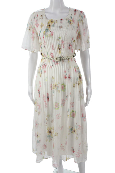 Gabriela Hearst Womens Silk Floral Midi Dress Short Sleeve Zip Size S