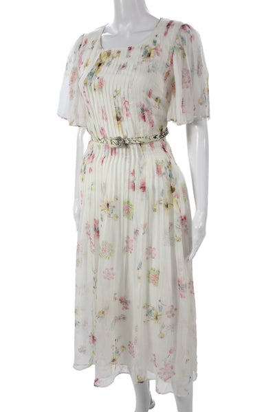 Gabriela Hearst Womens Silk Floral Midi Dress Short Sleeve Zip Size S
