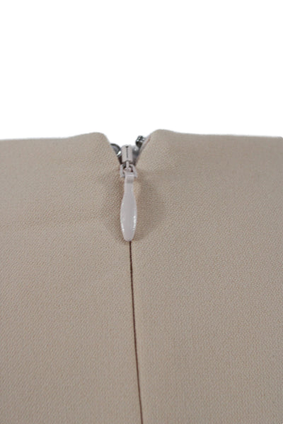 Victoria Victoria Beckham Women Beige Shift Dress Knee Length Crew Neck Size 2