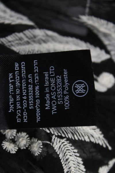 Sabina Musayev Women Cropped Floral V-Neck Short Sleeve Blouse Black Size S