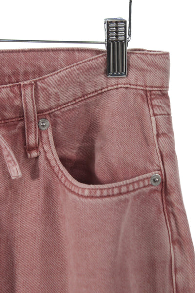 Rag & Bone Womens Wide-Leg Jeans Pink Button Cotton Size S