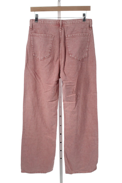 Rag & Bone Womens Wide-Leg Jeans Pink Button Cotton Size S