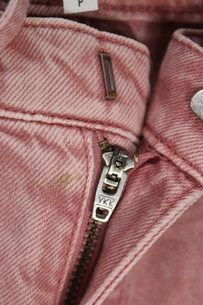 Rag & Bone Womens Wide-Leg Jeans Pink Button Cotton Size S