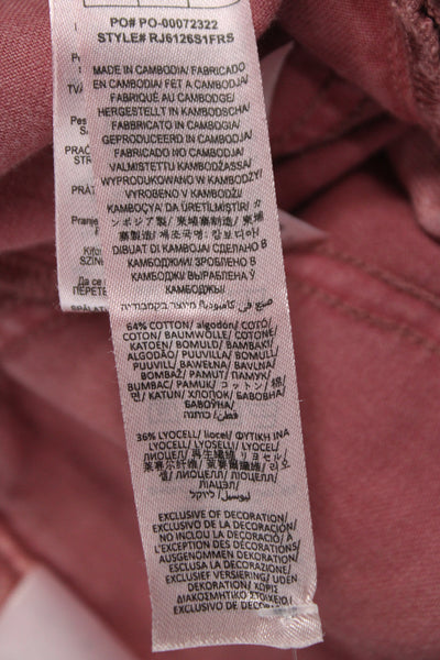 Rag & Bone Womens Wide-Leg Jeans Pink Button Cotton Size S