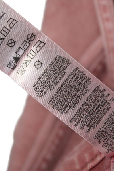 Rag & Bone Womens Wide-Leg Jeans Pink Button Cotton Size S