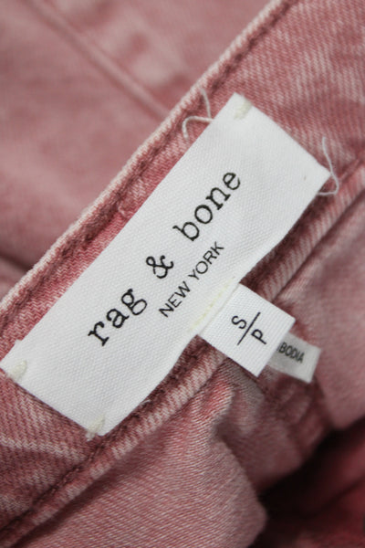 Rag & Bone Womens Wide-Leg Jeans Pink Button Cotton Size S