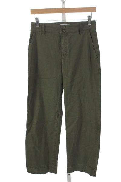 Bella Dahl Womens Cropped Military Green Tencel Pants 28 Inseam Size 25