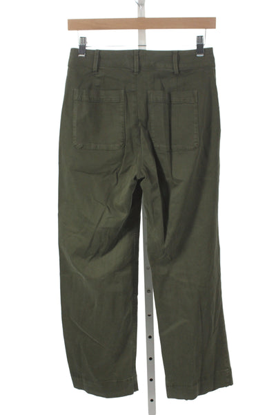 Bella Dahl Womens Cropped Military Green Tencel Pants 28 Inseam Size 25