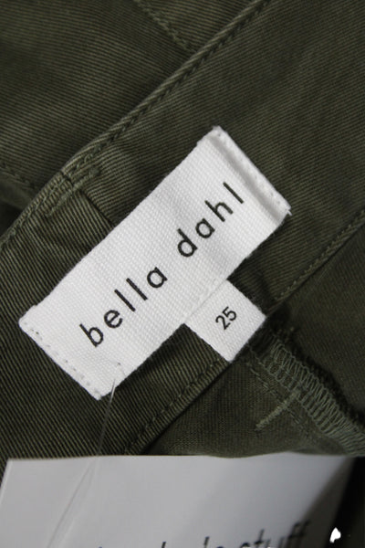 Bella Dahl Womens Cropped Military Green Tencel Pants 28 Inseam Size 25