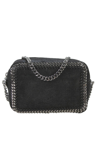Stella McCartney Womens Faux Suede Shaggy Deer Crossbody Handbag Black