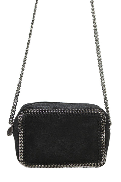 Stella McCartney Womens Faux Suede Shaggy Deer Crossbody Handbag Black