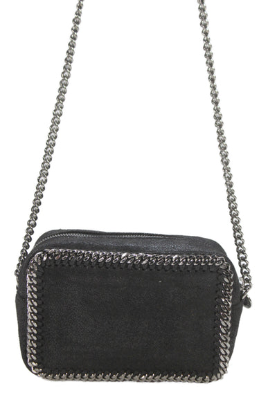 Stella McCartney Womens Faux Suede Shaggy Deer Crossbody Handbag Black