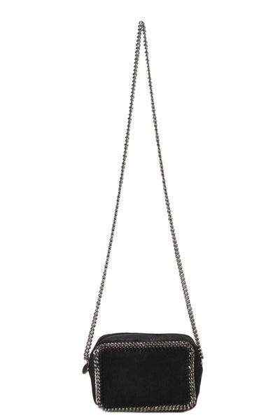 Stella McCartney Womens Faux Suede Shaggy Deer Crossbody Handbag Black