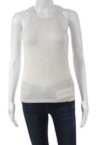 WSLY Womens Beige Basic Tank Round Neck 95% Tencel Size L