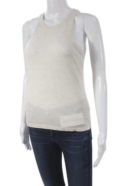 WSLY Womens Beige Basic Tank Round Neck 95% Tencel Size L