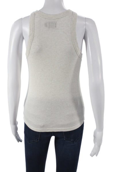 WSLY Womens Beige Basic Tank Round Neck 95% Tencel Size L