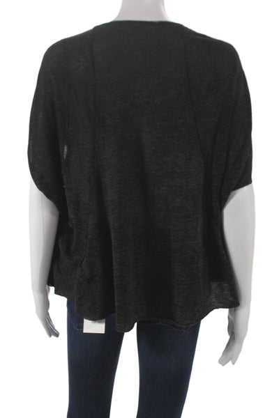 Helmut Lang Women Black Tunic Top Scoop Neck Short Sleeve Cotton Blend Size 0P